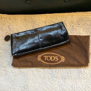TOD'S Black Snakeskin Clutch